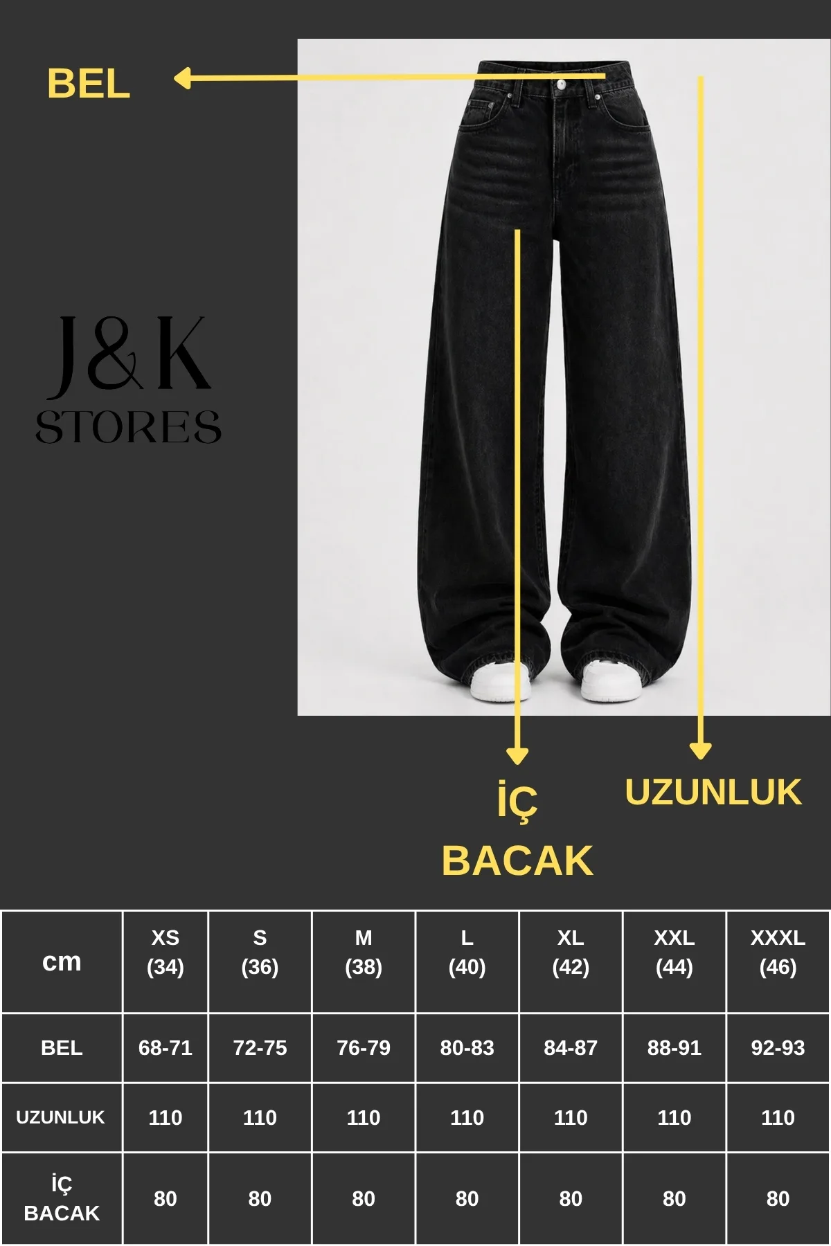J&KSTORES Baggy Salaş Pocket Bol Paça Retro Görünümlü Jean Pantolon